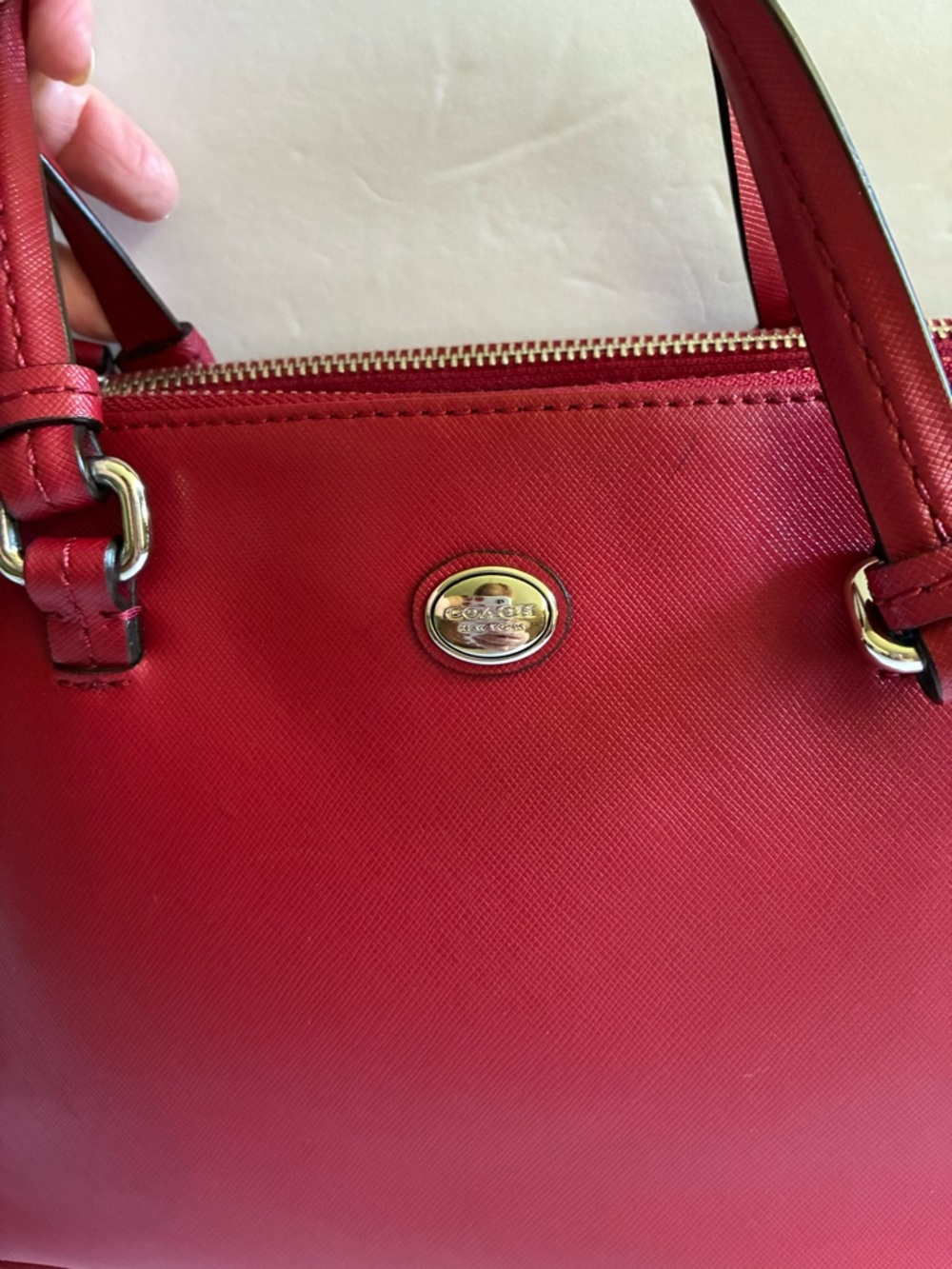 Coach Deep Red Cross Grain Leather Satchel with Strap EUC!! - Picture 3 of 14